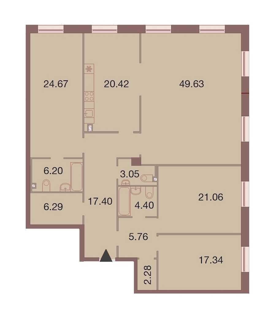Четырехкомнатная квартира в : площадь 178.5 м2 , этаж: 2 – купить в Санкт-Петербурге